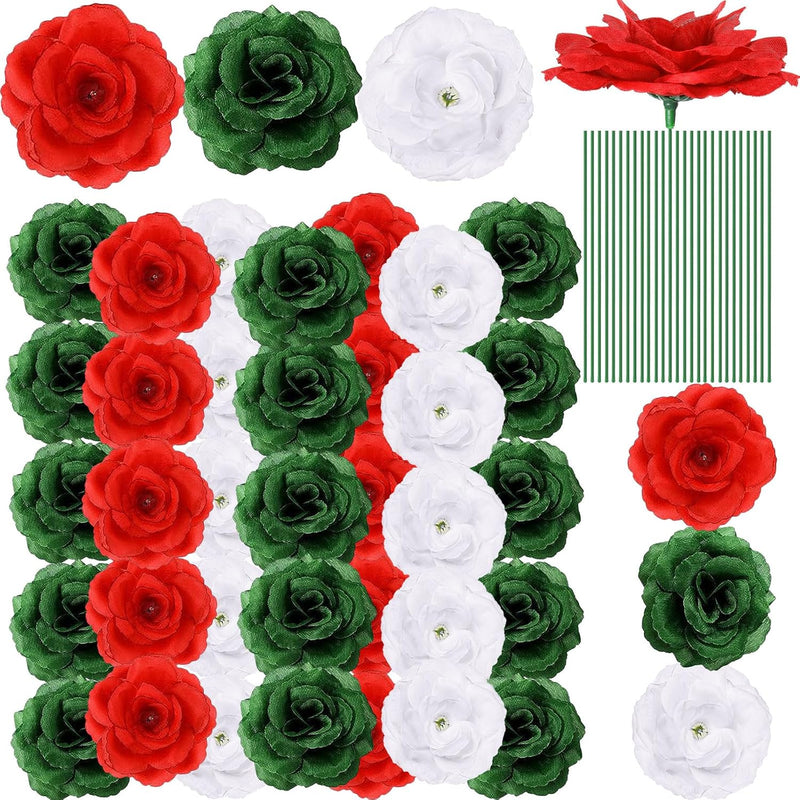 100 Pcs Flowers Long Stem Artificial Rose Flowers Roses Fake Faux Artificial R