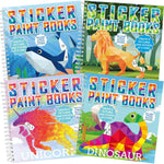4 Pcs Paint by Sticker Books, 32 Dinosaur, Unicorn & Ocean Animal Pictures