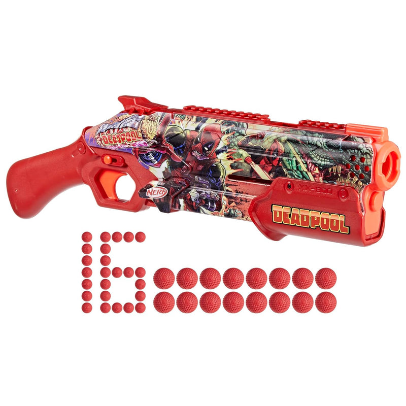 Nerf Marvel Deadpool Blaster, 16 Nerf Rival Accu-Rounds, Pump Action, Breec