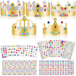 47 Pcs Golden Birthday Crown Craft Kit with DIY Stickers for Kids