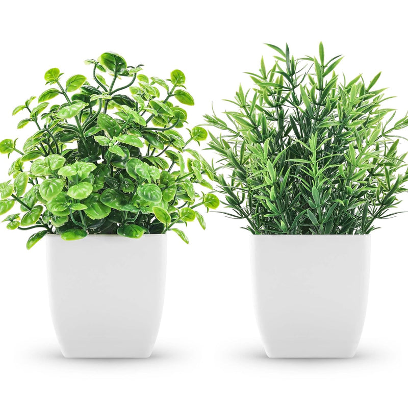 2 Packs Fake Plants Small Artificial Greenery Faux Plants Indoor For Home Farm