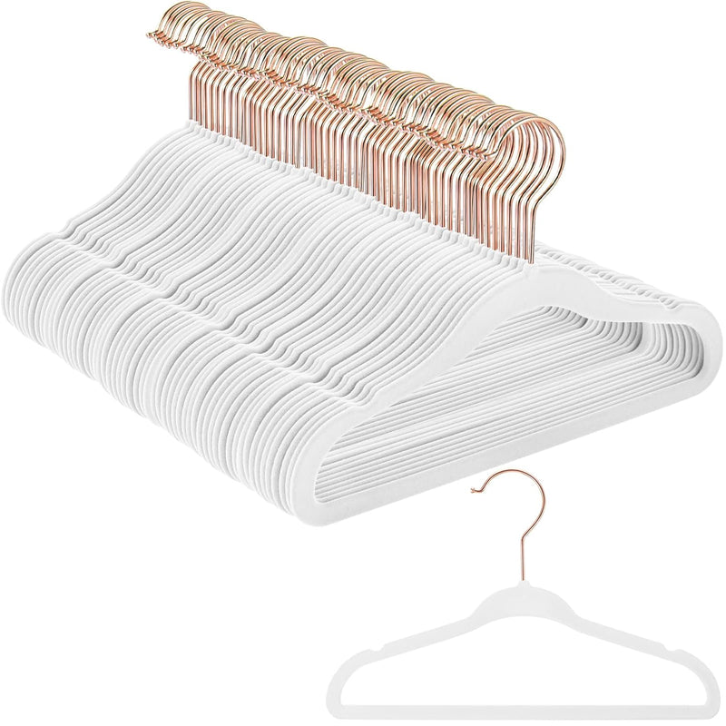 Anti-Slip, Lightweight, Space Saving White Velvet Infant Clothes Hangers, 100 Pi