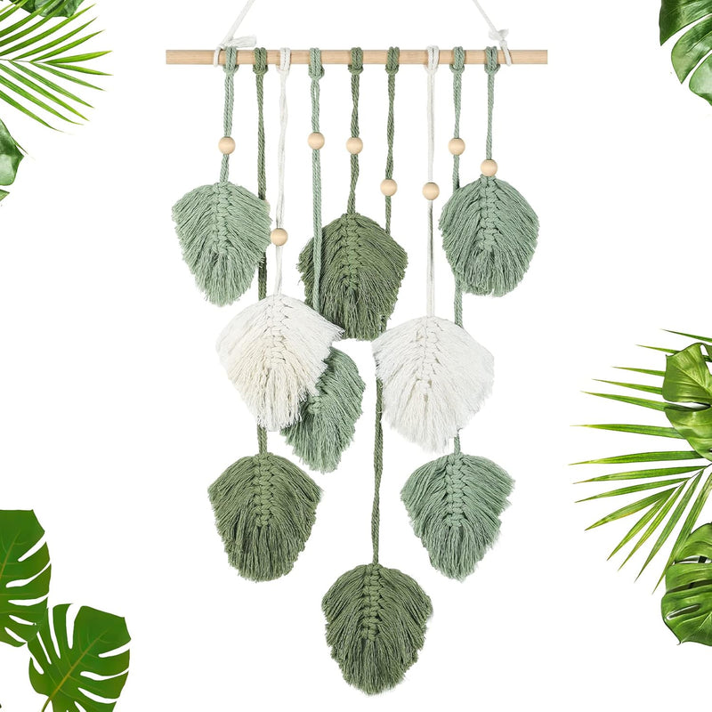Leaves Macrame Wall Hanging Boho Feather Wall Decor Large Leaf Yarn Wall Hangi