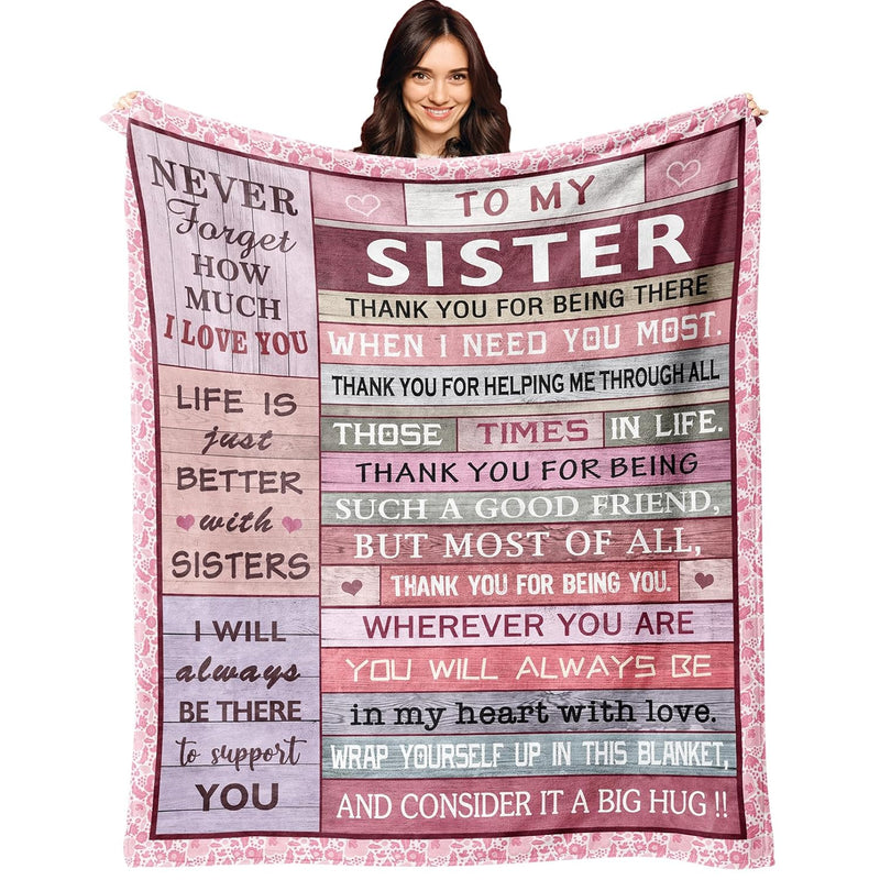 Sister Gifts Blanket 50"X60", Sister Birthday Gifts From Sister, Sister Gift F