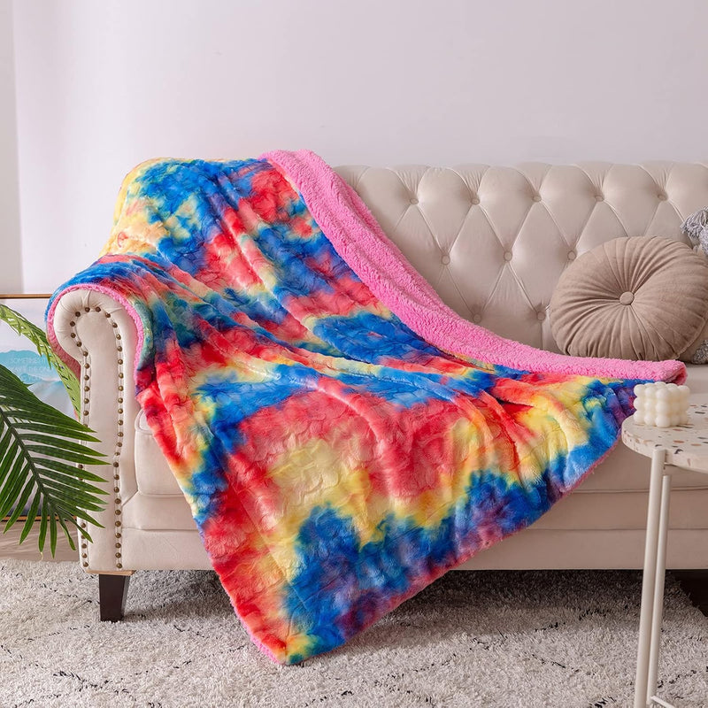 Fuzzy Faux Fur Throw Blanket Premium Sherpa Backing Warm And Cozy Throw Decora