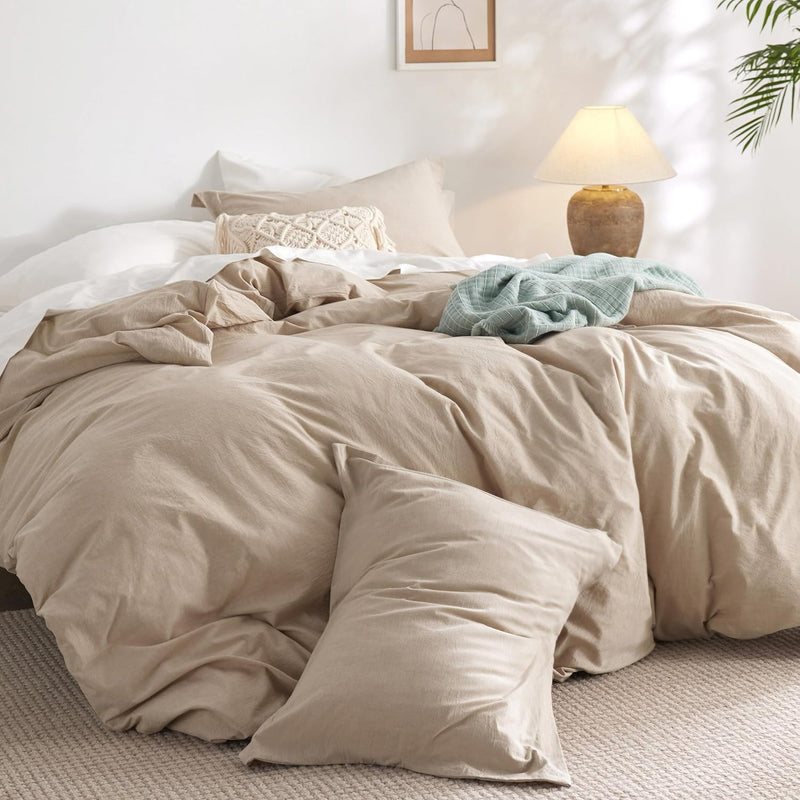 Cotton Comforter Set King Size - Hazelnut Brown 100% Washed Cotton Comforter,