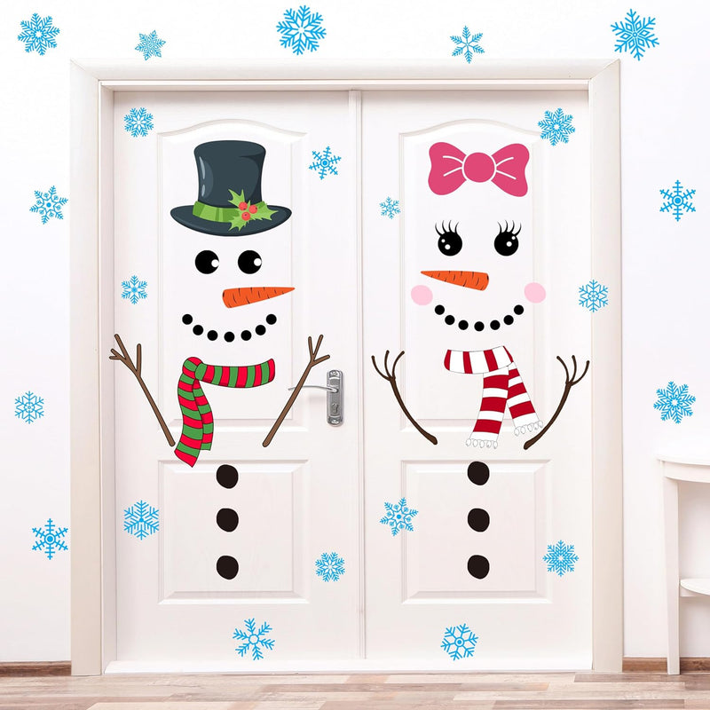 4 Sheets Christmas Snowman Door Stickers Christmas Door Stickers Decor Large S