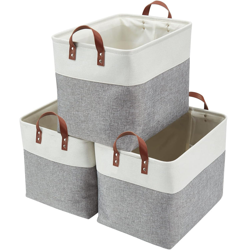 Large Storage Baskets | Closet Storage Bins 17X12X13Inch Canvas Baskets For Stor