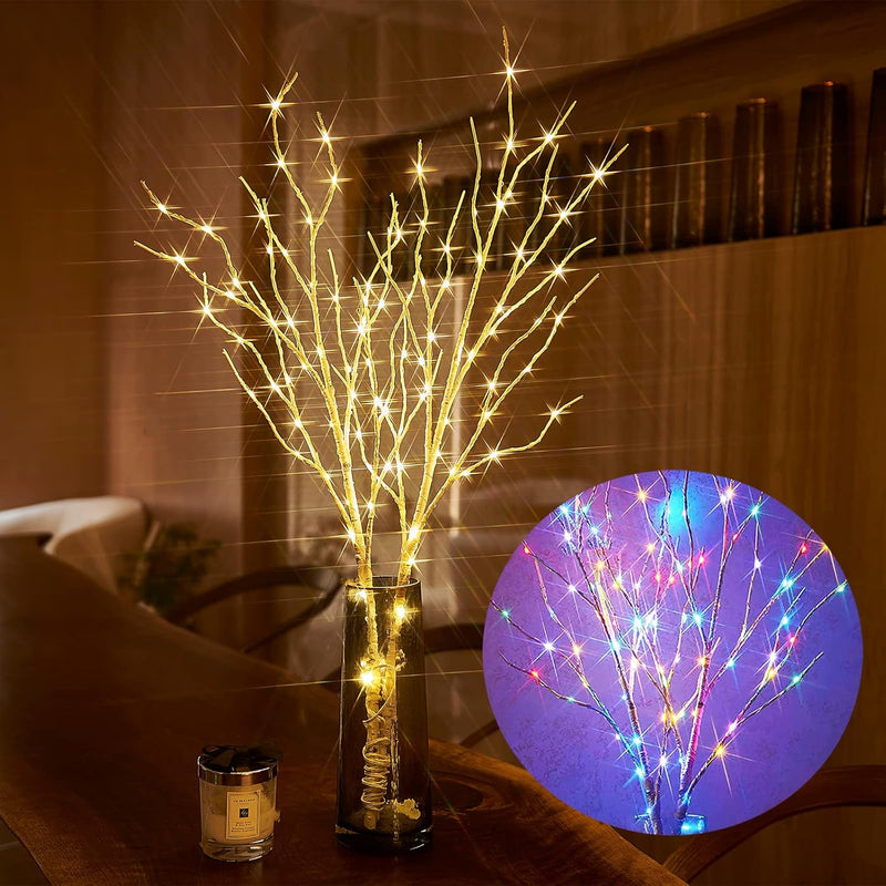 Lighted Birch Branch Battery Operated With 8 Functions 100 Led 32In Multi Colo