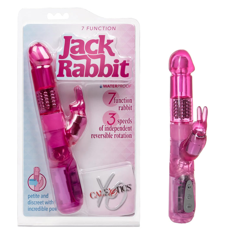 7-Function Jack Rabbit Vibrator With Rotating Shaft - Waterproof Vibe Sex Toys For Couples - Adult Hands Free G Spot Massager - Pink