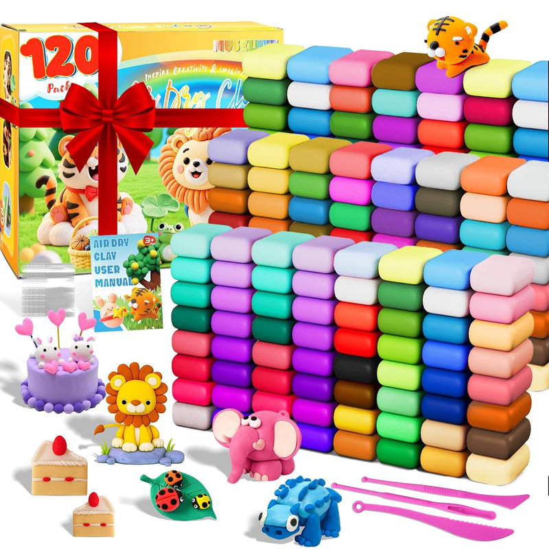 120 Colors Air Dry Clay Kit with Sculpting Tools for Kids and Adults