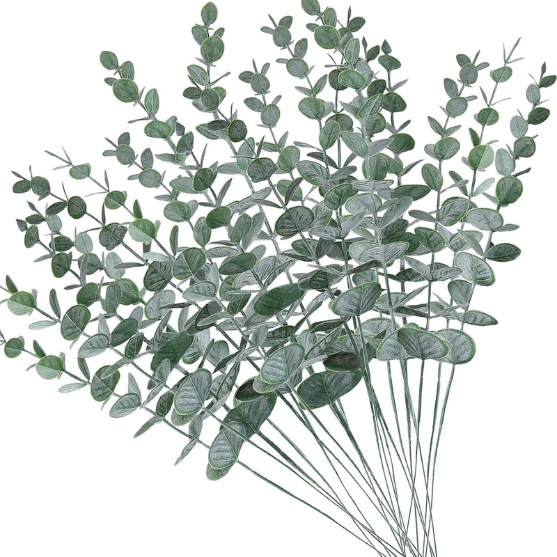 20Pcs Faux Eucalyptus Stems Flowers Short Artificial Eucalyptus Greenery Stem