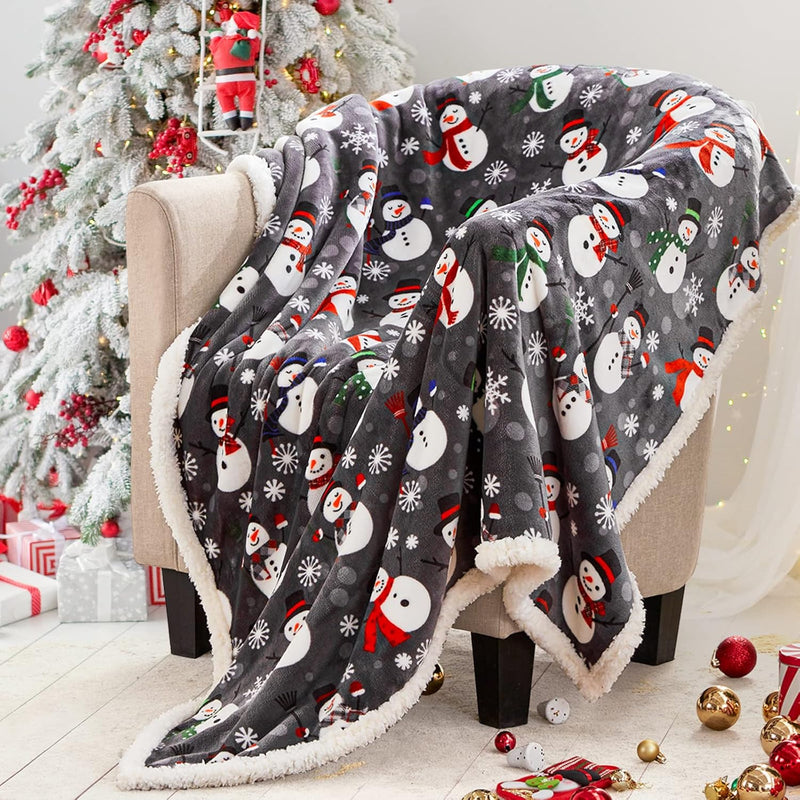 Sherpa Christmas Throw Blanket, Fuzzy Fluffy Soft Cozy Blanket, Fleece Flannel