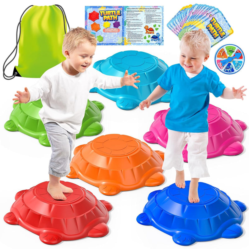 TEMI Stepping Stones for Kids Aged 3 4 5 6 7 8, 6 PCS TURTLE Non-Slip Jumpi