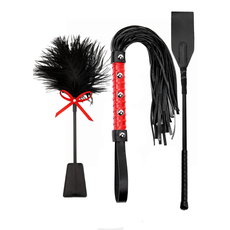Whip Crop Feather Adult Sex Set, Sex Bdsm Whip, Sex French Tickler, Faux Leather Whip Flogger, Feather Tickler Bdsm Paddle Sex Set