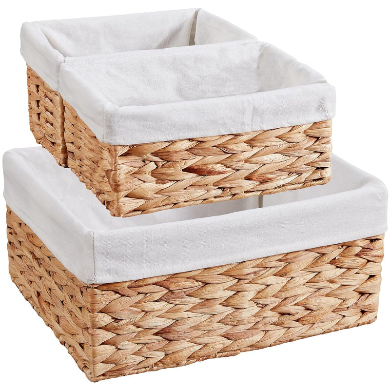 Wicker Basket, Water Hyacinth Wicker Storage Basket With Built-In Handles, Baske