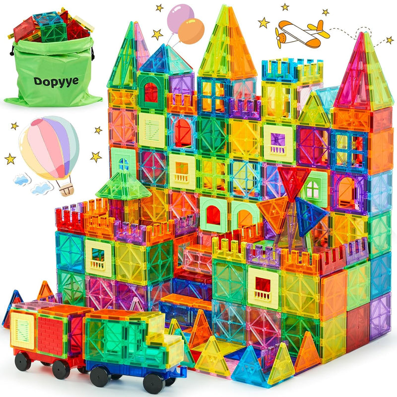 Magnetic Building Tiles For Kids, 100 Pcs Magnetic Blocks With Storage Bag,