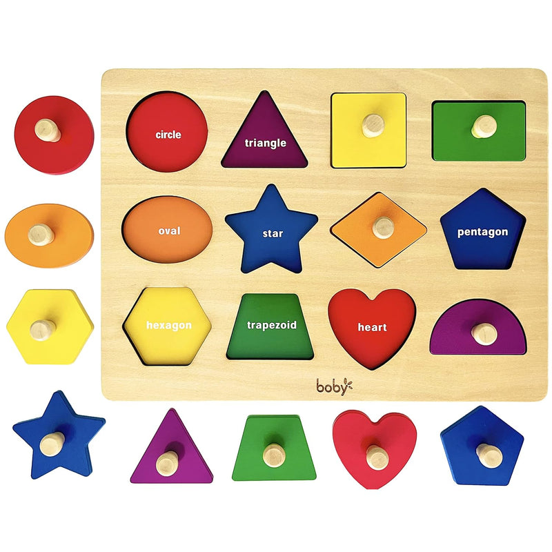 Dailyfunn Montessori Toy Shape Peg Puzzles Baby Puzzle 12 18 24 Months With