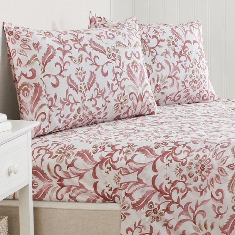 3-Piece Floral Print Ultra-Soft Microfiber Sheet Set. Wrinkle Free, Comfortabl