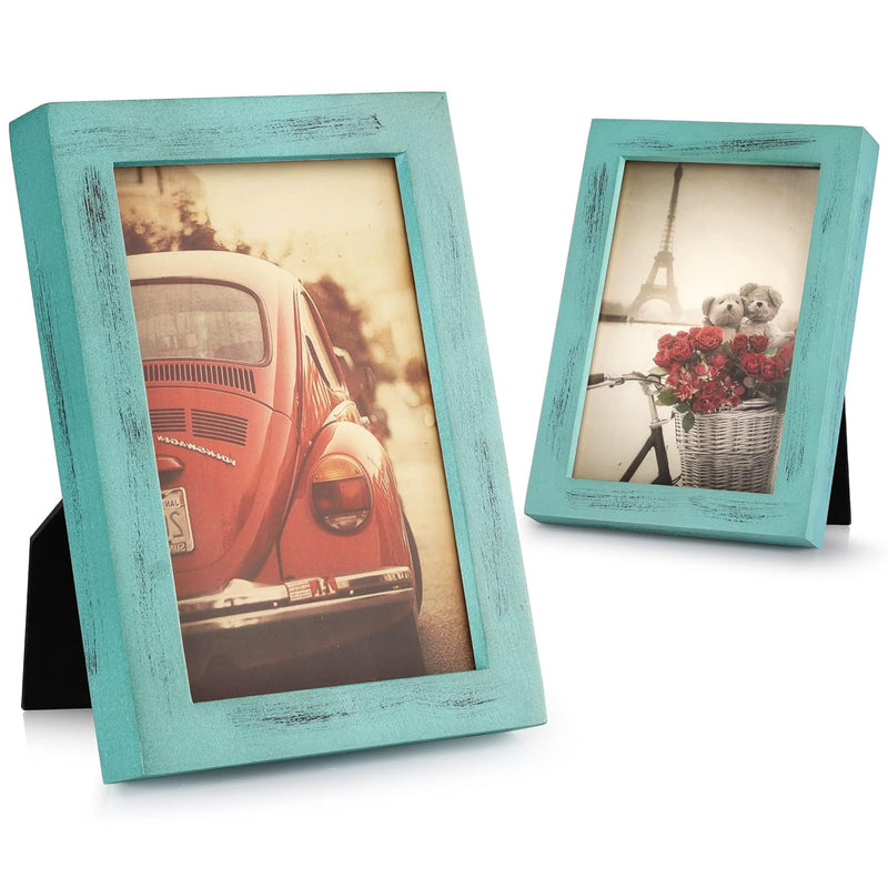 4X6 Picture Frame, Pack Of 2 Photo Frame With Real Glass, Solid Wood Rustic Pi