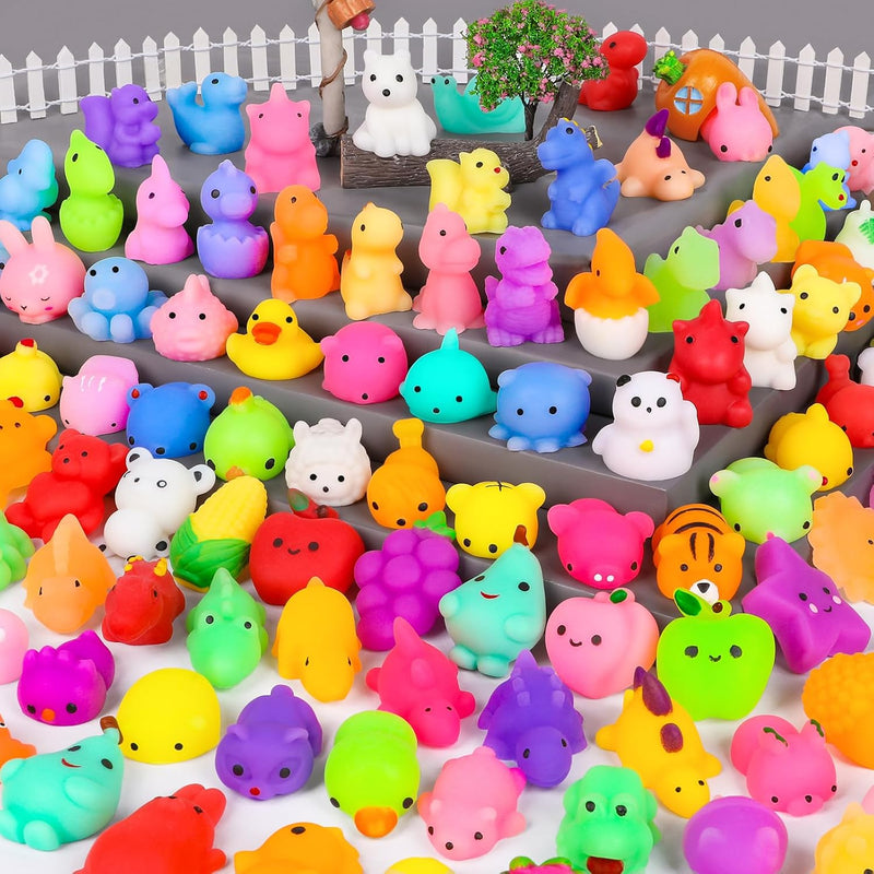 130Pcs Mochi Squishy Toys Party Favors Kids Kawaii Mini Squishies Animals Bulk