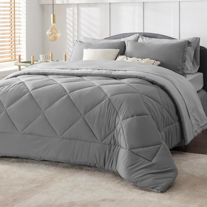 King Size Comforter Set - 7 Pieces Reversible King Bed In A Bag, King Bed Set