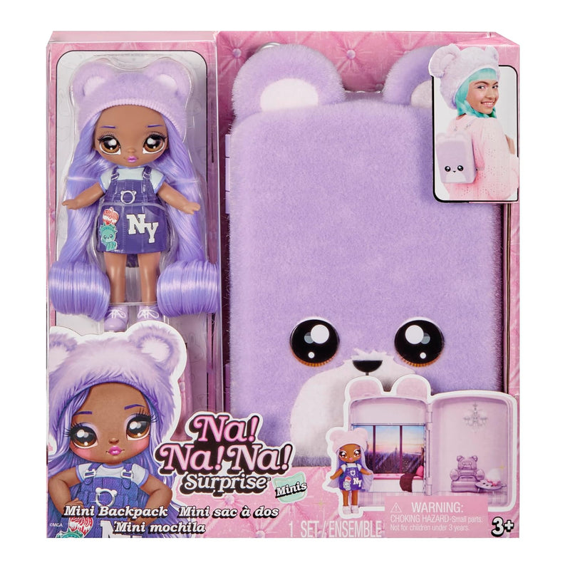 Mini Backpack Bedroom Lizzy York Fashion Doll, Fuzzy Purple Bear Backpack,