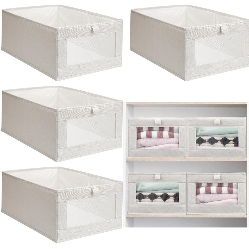 4 Pcs Linen Closet Organizers And Storage Foldable Clothing Bins Large Foldable