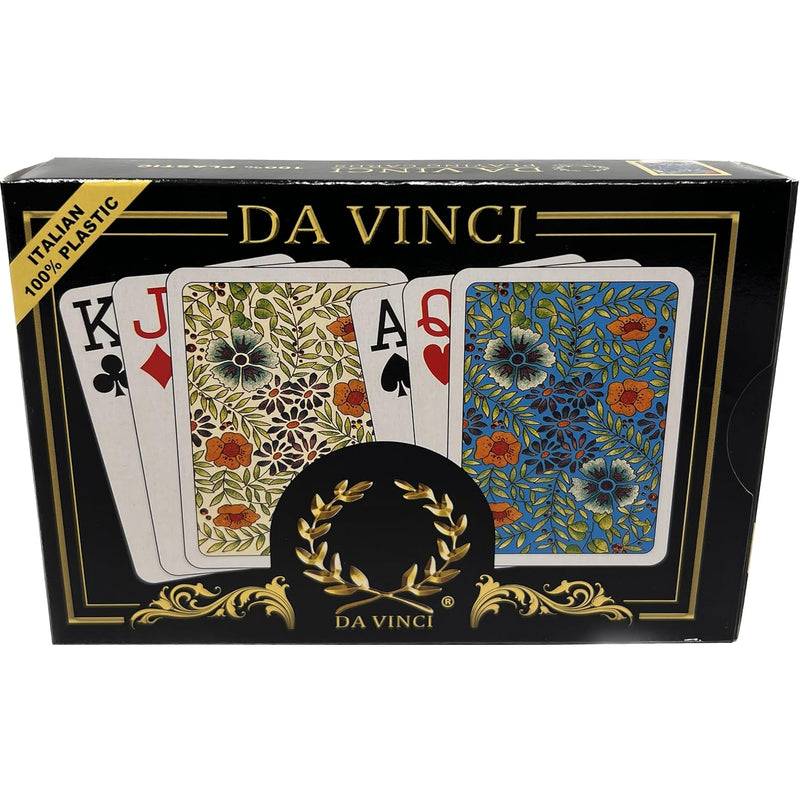 Fiori, Italian 100% Plastic Playing Cards 2 Deck Set, Poker Size Large Prin