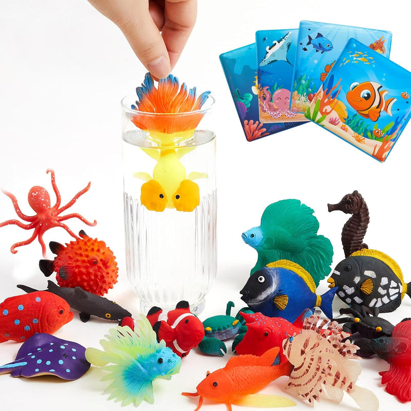 16 Pack Set Mold Free Bath Toys For Kids Toddlers, Color Changing Sea Anima