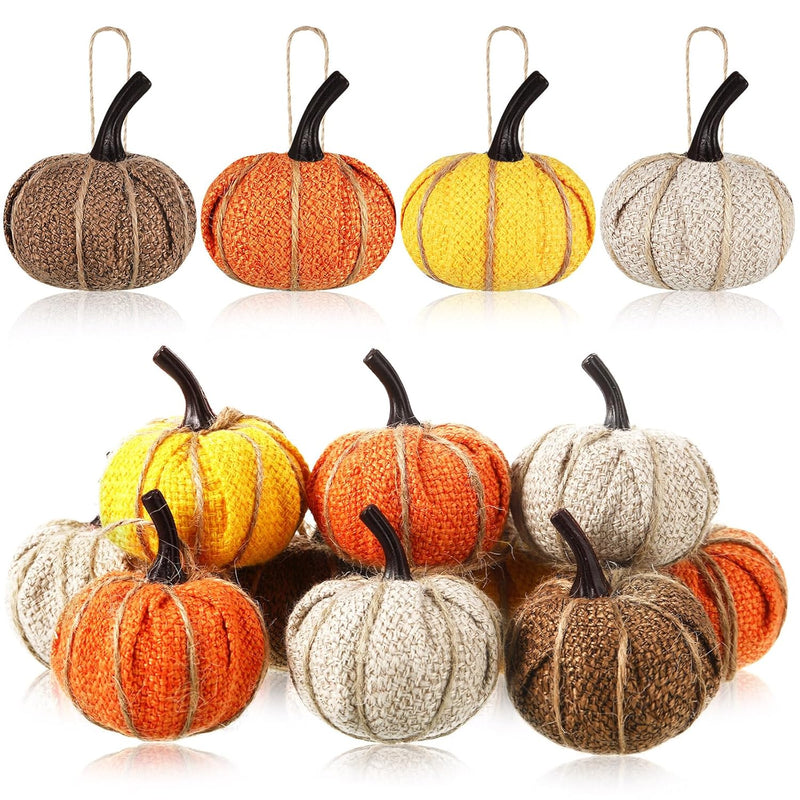 Fall Thanksgiving Pumpkin Hanging Ornament Mini Burlap Fabric Pumpkin Hanging
