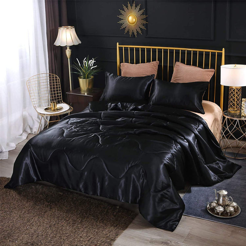 Satin Silky Soft Quilt Sexy Luxury Super Soft Microfiber Bedding Comforter Set