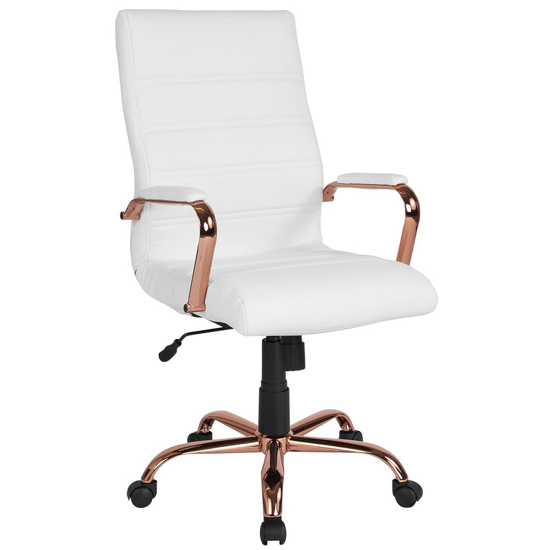 Whitney High Back Desk Chair - White Leathersoft Executive Swivel Office Chair