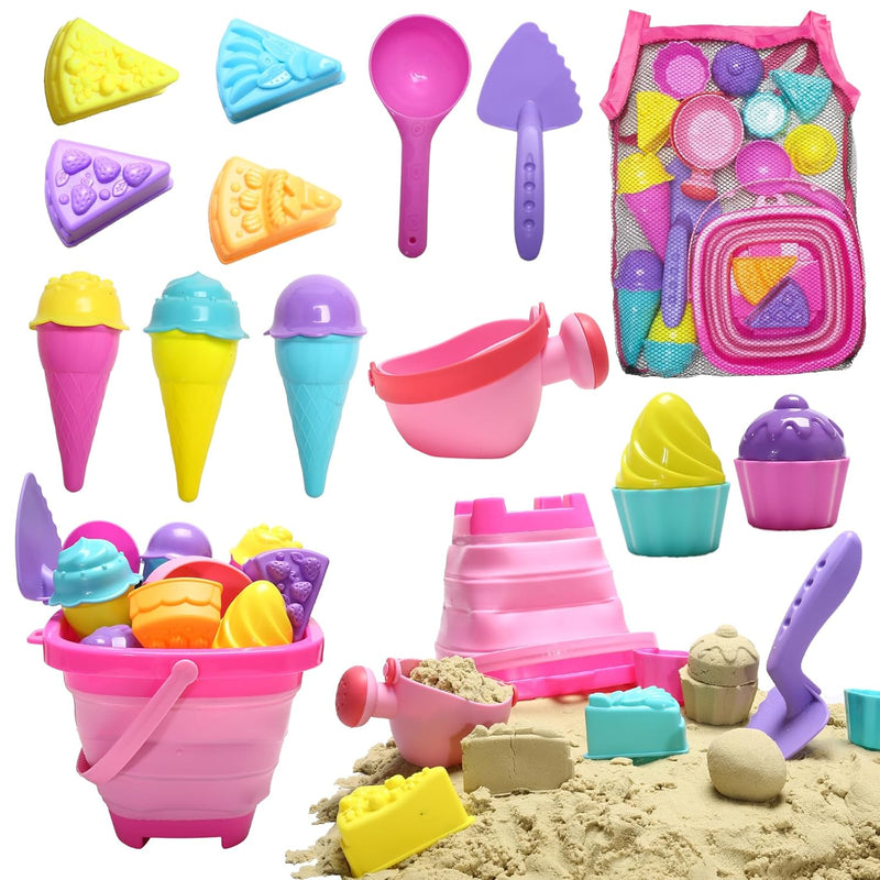Collapsible Beach Toys For Kids,Collapsible Ice Cream Sand Toys For Girls,S