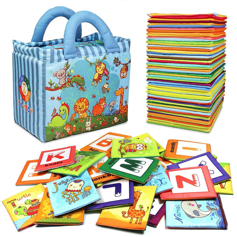 TEYTOY Baby Toy Zoo Series 26pcs Soft Alphabet Cards with Cloth Bag for Ove