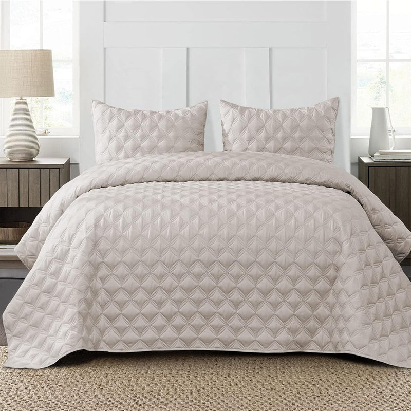 Bed Quilt Set King Size All Seasons, Stitched Pattern Quilted Bedspread/ Beddi