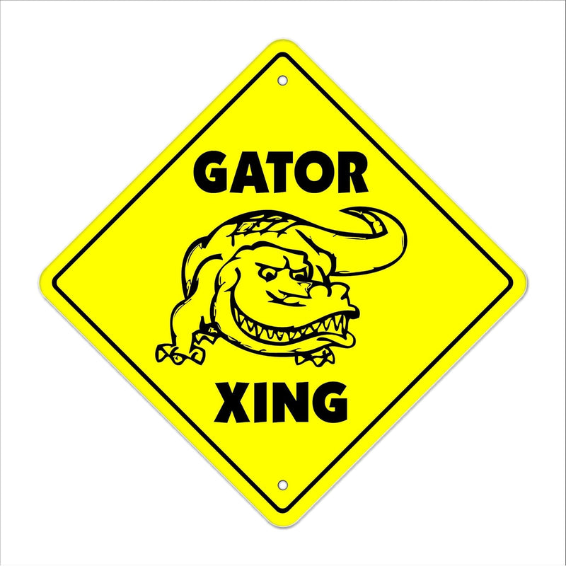 Gator Crossing Sign Zone Xing | Indoor/Outdoor | 12" Tall Plastic Sign New All