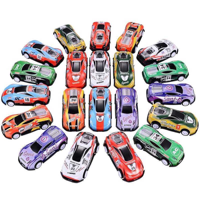 21 Pack Pull Back Toy Cars, Party Favors, Goodie Bag Stuffers, Race Vehicle
