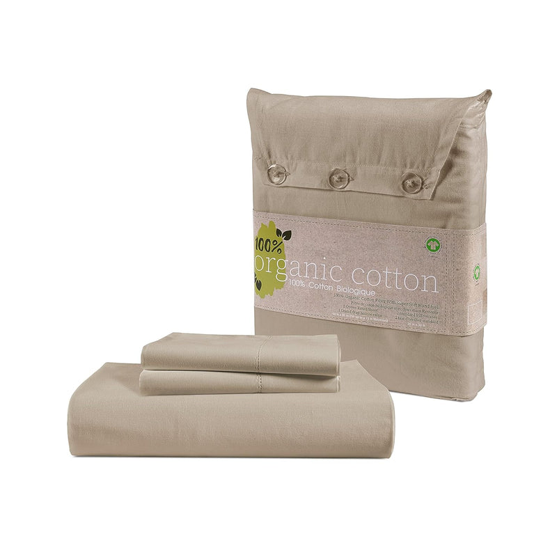 100% Organic Cotton Queen Size Fitted Sheet Only, 3-Piece Set (1 Fitted Sheet,