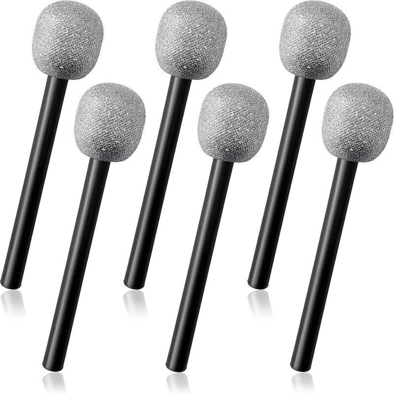 6 Pcs Microphone Prop,Plastic Fake Microphone,Stage Glittered Microphone Prop