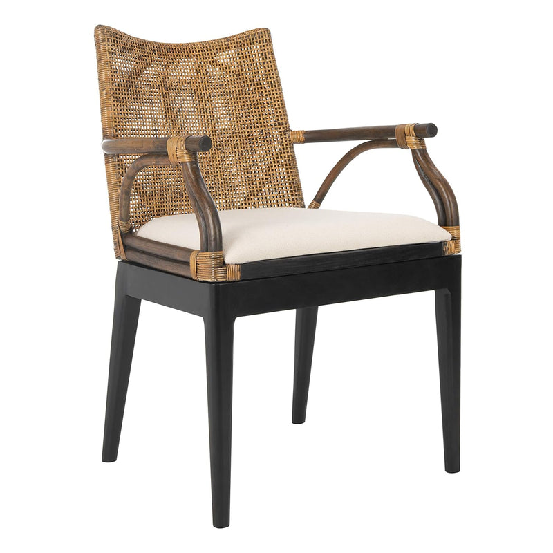 Home Gianni Rattan Tropical Woven Arm Chair, Brown/Black