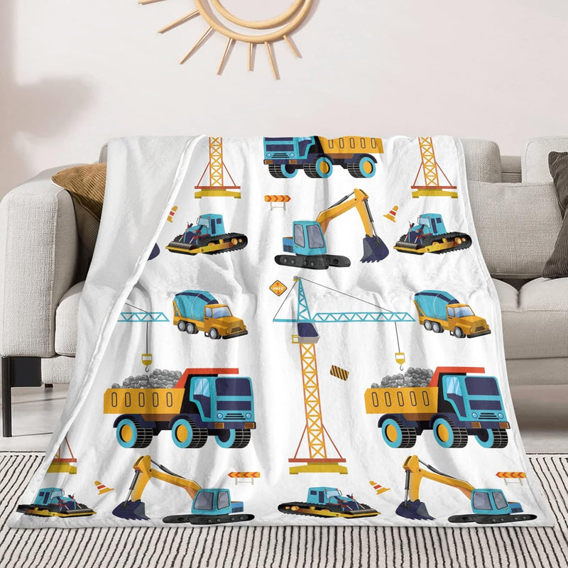Construction Truck Blanket Boys Excavator Plush Throw Blanket Soft Fuzzy Flann