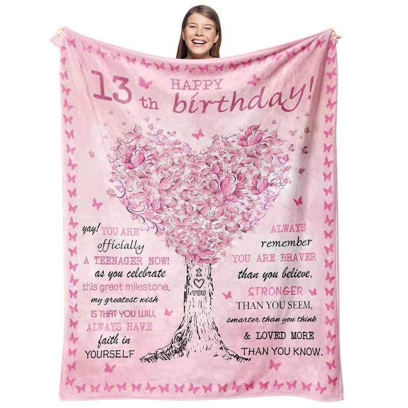 13 Year Old Girl Gifts For Birthday Blanket,13Th Birthday Decorations For Girl