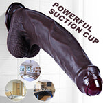 10" Dual Density Silicone Uncut Foreskin Dildo With Suction Cup, Realistic Dual-Layer Extra Large Thick Anal Plug Huge Dildo, 2" Wide Black Long Anal G-Spot Real Skin Dildos Sex Toy For Women Couples