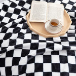 Throw Blankets Flannel Blanket With Checkerboard Grid Pattern Soft Throw Blanket For Couch, Bed, Sofa Luxurious Warm And Cozy For All Seasons (Black, 51"X63")