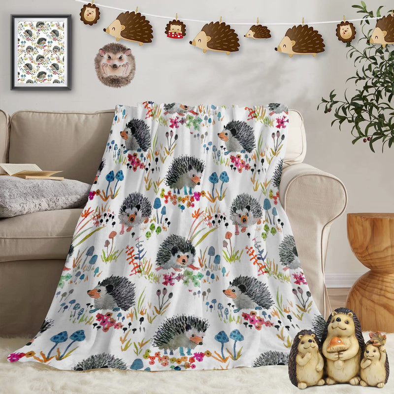 Hedgehog Blanket, Cute Hedgehog Gifts For Kids Birthday Flannel Fleece Throws