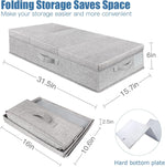 Underbed Storage Containers 3 Pack, Large Under Bed Storage Bins with Lids, Foldable Sturdy Under the Bed Storage Drawer for Organizing Clothes, Shoes, Blankets, Pillows-Grey