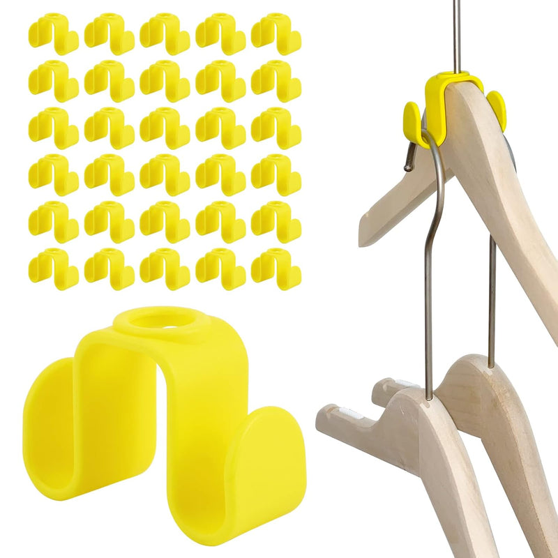 Plastic Space Saving Hanger Extender, Yellow, 30 Pieces