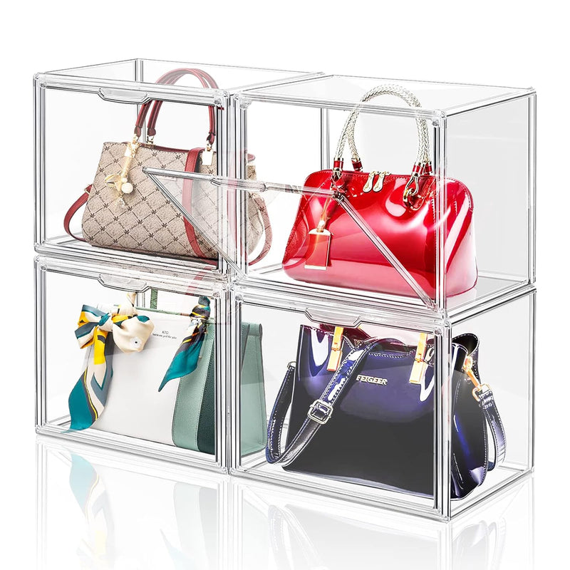 4 Packs Clear Plastic Handbag Storage Organizer For Closet, Acrylic Display Case