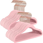 Baby Velvet Hangers Non-Slip Baby Clothes Hangers, 11.8” Inch 50 Pack Space Saving Childrens Hangers -360° Swivel Rose Gold Hook, Strong & Durable Infant/Toddler Pink Hangers